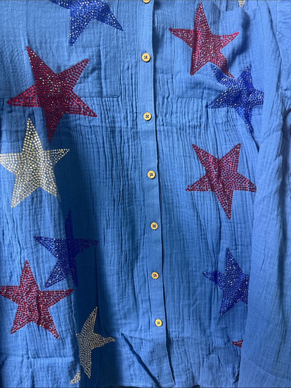 Peach Love California Americana Star Button-Front Dress - Picture 4 of 4